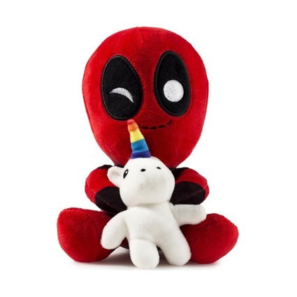 Figurine Kidrobot Peluche Marvel Deadpool Conduit avec une Licorne Boutique Geneve Suisse