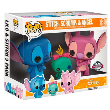 Stitc h, Scrump & Angel: P o p ! Vinyl Figurine Bundle with 1 Compatible  Theme Trading Card (11501)