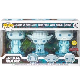 Figuren Funko Pop Phosphoreszierend Star Wars Across the Galaxy Anakin Skywalker, Yoda und Obi-Wan Kenobi 3-Pack Limitierte A...