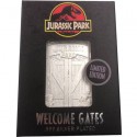 Figur FaNaTtiK Jurassic Park Replica Metal Entrance Gates (silver plated) Limited Edition Geneva Store Switzerland
