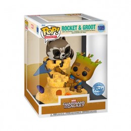 Figuren Funko BESCHÄDIGTE BOX Pop Marvel Movie Moment Guardians of the Galaxy Rocket und Groot Beach Day Limitierte Auflage G...