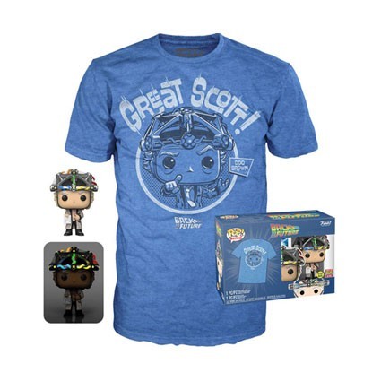 Figurine Funko Pop Phosphorescent et T-Shirt Retour vers le Futur Doc avec Casque Edition Limitée Boutique Geneve Suisse