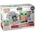 Figur Funko Pop Flocked and T-shirt Star Wars The Mandalorian Grogu with Cookie Limited Edition Geneva Store Switzerland