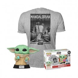 Pop Flocked and T-shirt Star Wars The Mandalorian Grogu with Cookie Limited Edition