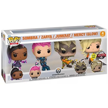 Figuren Funko Pop Phosphoreszierend Overwatch Sombra Zarya Junkrat und Mercy 4-Pack Limitierte Auflage Genf Shop Schweiz