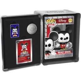 Figurine Funko Pop Disney Mickey Mouse avec Pin et Pièce Boîte Alluminium Funko 25ème Anniversaire Edition Limitée Boutique G...