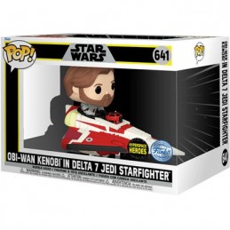 Figurine Funko Pop Rides Star Wars Hyperspace Heroes Obi-Wan Kenobi dans le Chasseur Delta 7 Jedi Edition Limitée Boutique Ge...