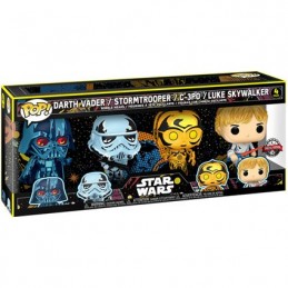 Figurine Funko Pop Star Wars Retro Series Darth Vader Stormtrooper C-3PO Luke Skywalker 4-Pack Edition Limitée Boutique Genev...