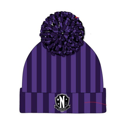 Figurine Heroine Inc. Mercredi Addams (Wednesday) Bonnet Pom-Pom Nevermore Logo Boutique Geneve Suisse