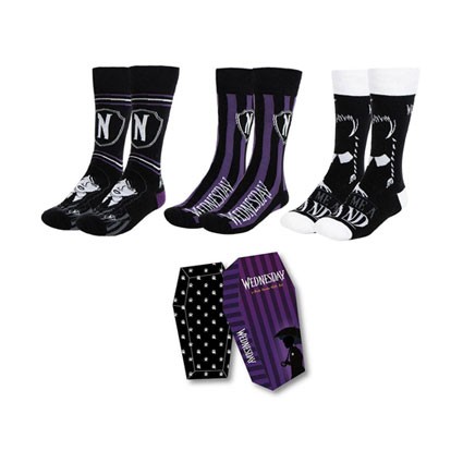 Figurine Cerdá Mercredi Addams (Wednesday) Paires de Chaussettes 36-43 3-Pack Boutique Geneve Suisse
