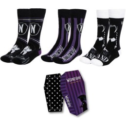 Figurine Cerdá Mercredi Addams (Wednesday) Paires de Chaussettes 36-43 3-Pack Boutique Geneve Suisse