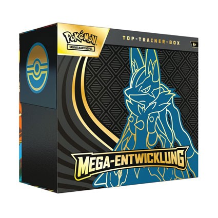Figurine Pokémon Company International Pokémon ME01 Mega Entwicklung Top Trainer Box Lucario version Allemande Boutique Genev...