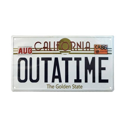 Figur FaNaTtiK Back to the Future Metal Sign Outatime DeLorean License Plate Geneva Store Switzerland