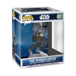 Figurine Funko Pop Rides Deluxe Star Wars Le Mandalorian et Grogu Le Mandalorian avec Grogu dans Imperial Remnant AT-RT Bouti...
