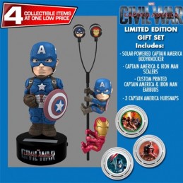 Figur Neca Gift Set Captain America Civil War Solar Powered Body Knocker 15cm Earbugs Scalers & Hubsnaps Limited Edition Gene...